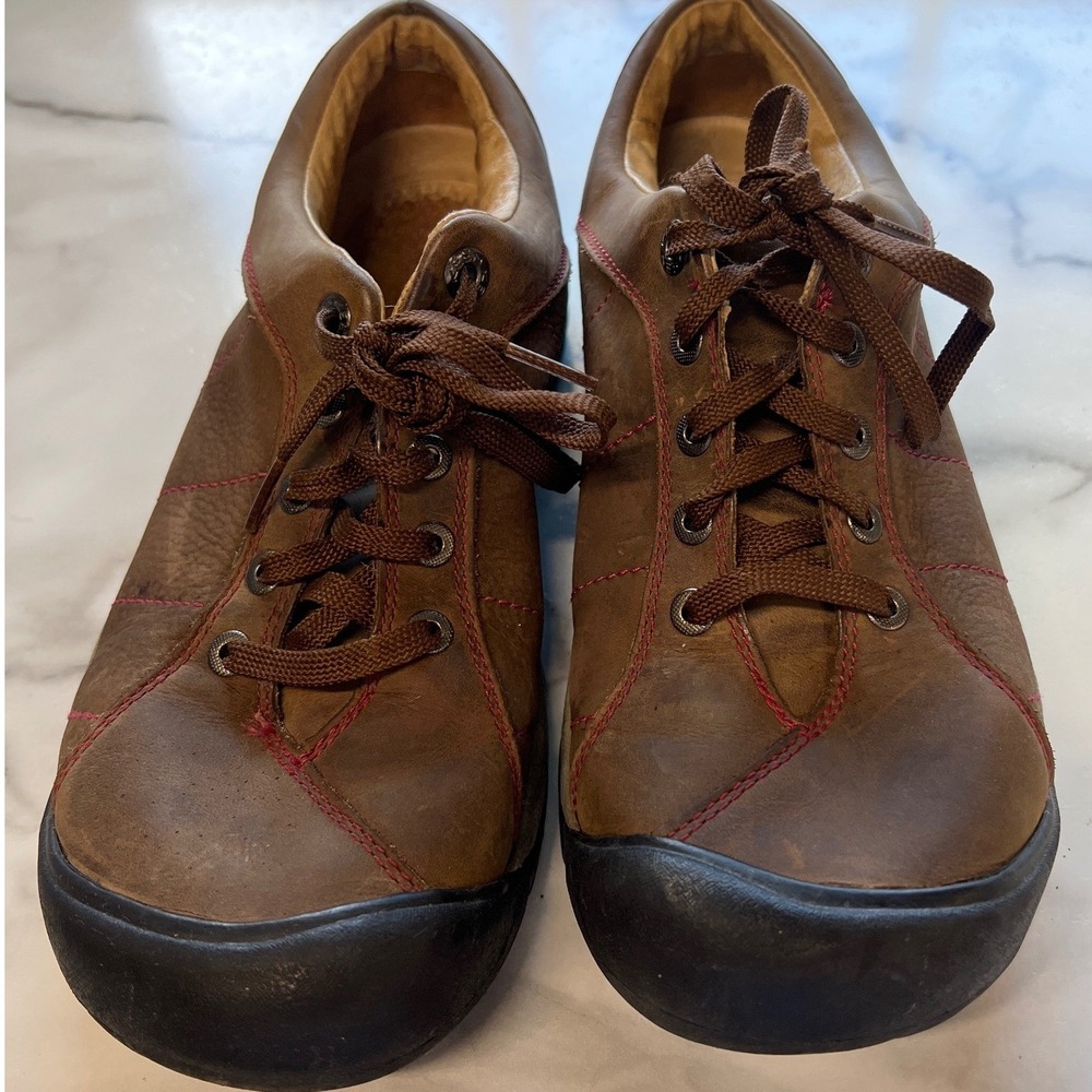 Keen Presidio Women's Brown Leather Walking Shoes Size 9.5 Comfortable Lace Up - Picture 2 of 8